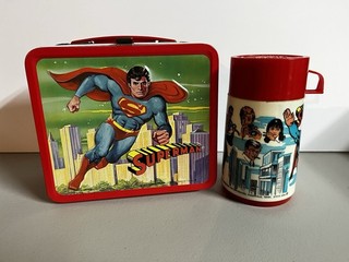 Vtg Superman Aladdin Metal Lunchbox W/ Thermos 1978 Amazing Condition!!