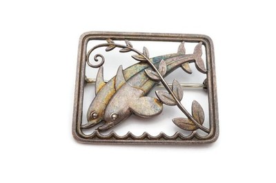 Vintage Georg Jensen Sterling Silver 925 Dolphin Brooch Pin Denmark 251