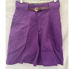 Vintage 90s Gitano Pleated Baggy High Waist Belted Mom Shorts Size 5/6 Purple