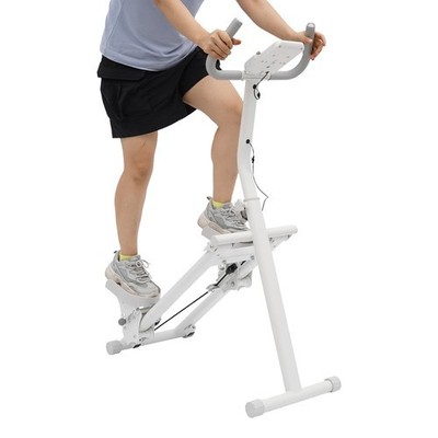 Foldable Metal Home Climbing Stepper Machine White 14.7x33.6x44.8-49.2 inch