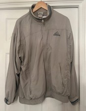 Men’s Adidas Vintage Jacket Size Large Coat 1990s Retro Beige 100% Polyester