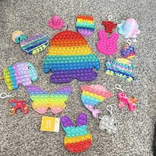 Rainbow Pop It Fidget Sensory Toys Assorted Shapes Tactile Set