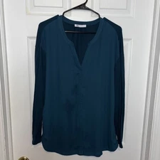 DR2 Daniel Rainn Women’s XL  Long Sleeve Tunic Blouse Lined Dark Teal Green 1012