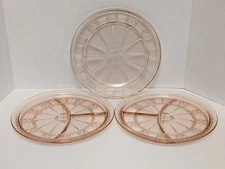 3 Pink Doric Depression Glass Plates