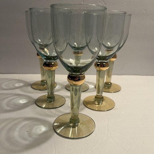 Luxury Wine Goblets Light Green Gold Ball Stem Set Of 6 - Picture 8 of 18