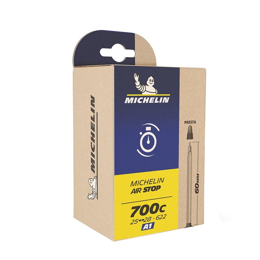 Michelin Airstop Presta Tube 48mm Length for 700C - 26-32C Tires | Durable