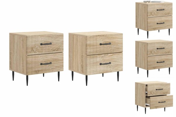 Nachttisch 2Er Set Nachtschrank Sonoma-Eiche 43X34,5X47,5 Cm Holzwerkstoff-image