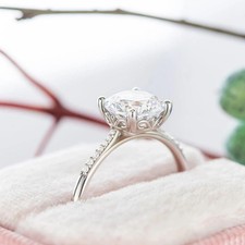 2CT Round Moissanite Vintage Setting Unique Art Deco Ring 14k White Gold Plated