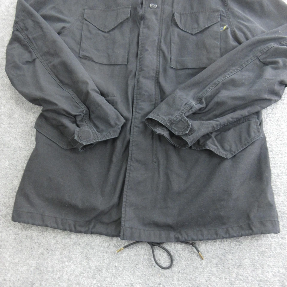 Vintage Alpha Industries Jacket Mens Large Black M-65 Field Coat Hooded 90s - Image 3 of 4
