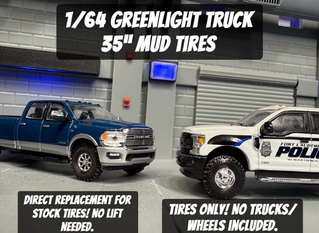 1/64 MUD TIRES FOR GREENLIGHT TRUCKS TIRES ONLY DUALLY OPTIO