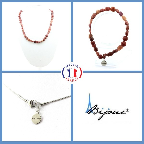 Mineralien Und Edelsteine. Schmuckset Armband Halskette Perlen Rubine-image