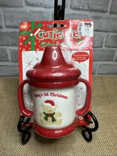 Brand New VTG Baby’s 1st Christmas Cutie Pie Sippy Cup Teddy Bear Easy Grip 6oz