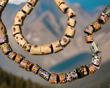Antique VTG AFRICAN TRADE BEADS for Necklace- 65 Bear Paw/MILLIFIORI Hand Strung