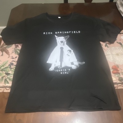 Rick Springfield ''Jessie's Girl Black Graphic Print  Crew Tee L  SOFT Brand New