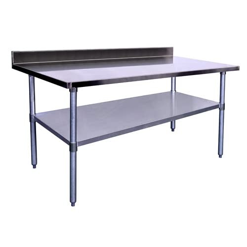 Kratos Stainless Steel Kitchen Prep Table 72"x24" with Backsplash and - Picture 2 of 9