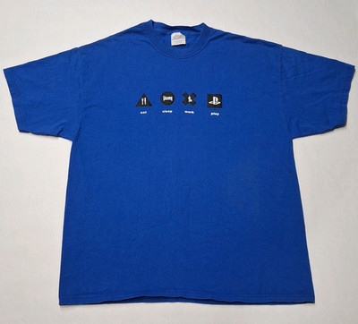 VINTAGE Sony PlayStation E3 Staff Shirt XL Blue SCEA Employee Booth Promo PS2
