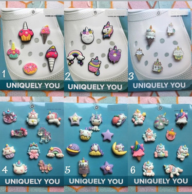 Handmade 5 10 pack Kawaii unicorn glitter Pastel Unicorns shoe charms set