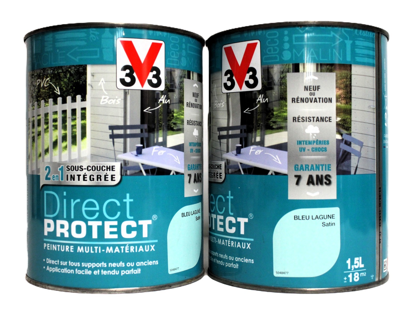 Peinture V33 Bleu Lagune Multi-Matériaux mat pot 3 litres pour rénovation maison