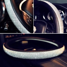 Coprivolante Auto Universale in Pelle con Strass Bling Copertura Volante in Fibr - Miniatura 6
