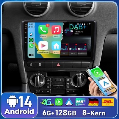 6+128GB 8Kern Android 14 Carplay Für Audi A3 S3 RS3 8P 8V Autoradio GPS Navi SWC