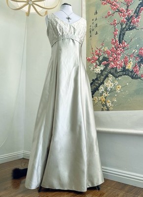 Vintage 90s Fairy Prom Dress Beaded Sage Green Empire Waist Alfred Angelo  Large | eBay