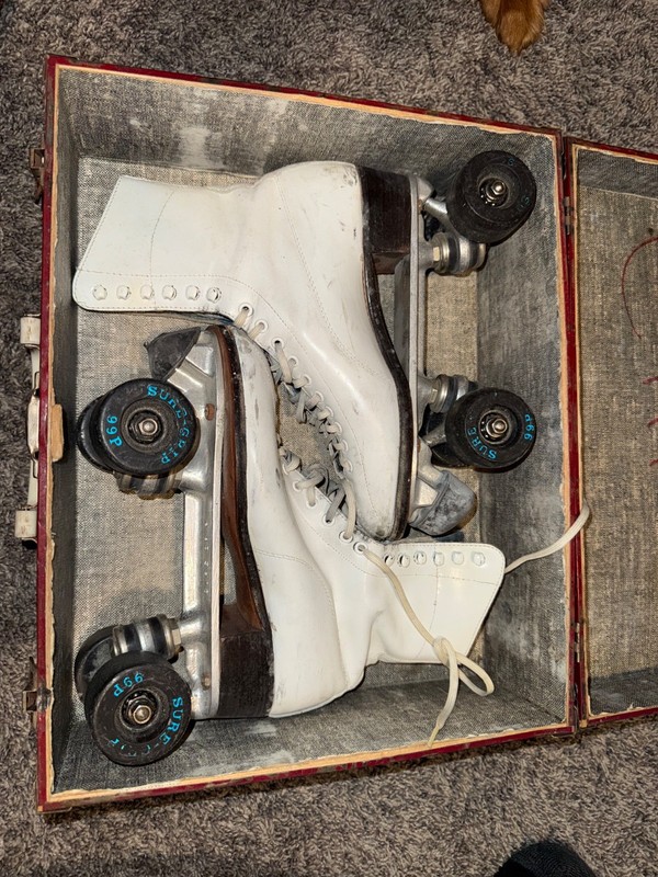 Vintage White Sure-Grip 99P high tops with case 
