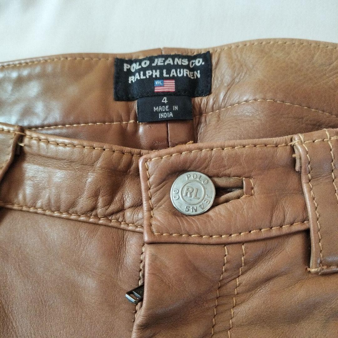 Ralph Lauren Polo Jeans Camel Leather Pants RRL Vintage JAPAN thumbnail 3