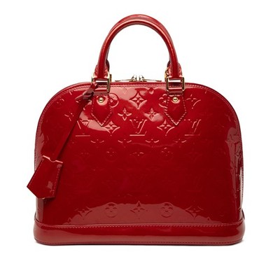 Louis Vuitton Monogram Vernis Alma PM Pre-Loved Handbag Red