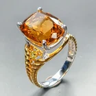 Unique ring Natural Citrine Quartz Ring 925 Sterling Silver Size 7.5 /R463601