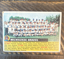 Topps 1956 Topps #95 Milwaukee Braves Team Card White Back Base Set