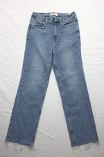 Wrangler Jeans Womens Size 2 High Rise Rodeo Straight Leg Raw Hem Blue