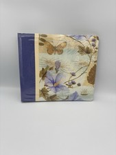 Vintage Floral Photo Album Scrapbook Butterfly Blue Cloth Spine 8x8 Postbound