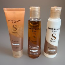 3 x Sanctuary Spa Signature Shower Oil, Body Scrub, Body Lotion