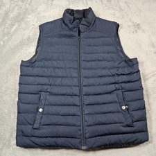J Crew Vest Mens Large Navy Blue Down Fill Preppy Full Zip Puffer