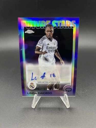 2025 Topps Chrome UWCL Linda Caicedo AUTO Inscription /75 Purple Future Stars