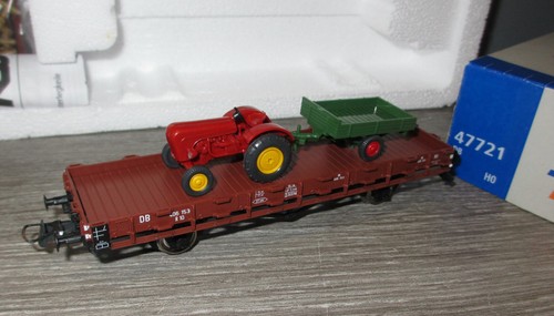 Roco H0 47721 DB Rungenwagen mit  Wiking Traktor und Anhänger | Zustand: Gebraucht