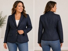 Banana Republic Navy Wool Blend Notch Lapel 1 Button Blazer Size 6 Regular