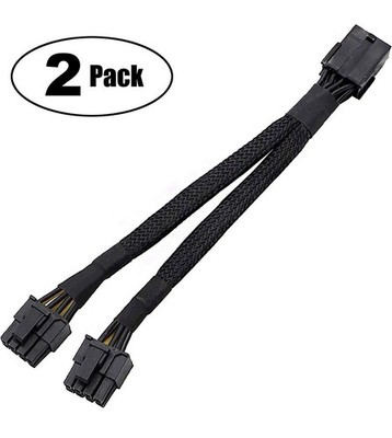 2x PCIe 8-Pin Female to Dual 8-Pin (6+2) GPU Power Splitter Cable 16AWG