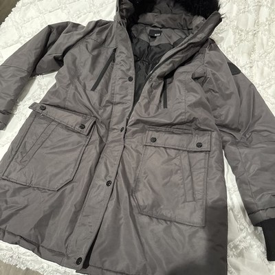 A.N.A. (a New Approach) Heavy Weight Jacket Size Large Gray Full Zip, Hood, 