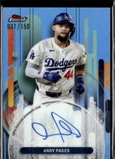 (6296) Andy Pages #/150 2025 Finest On Card Auto Sky Blue Dodgers