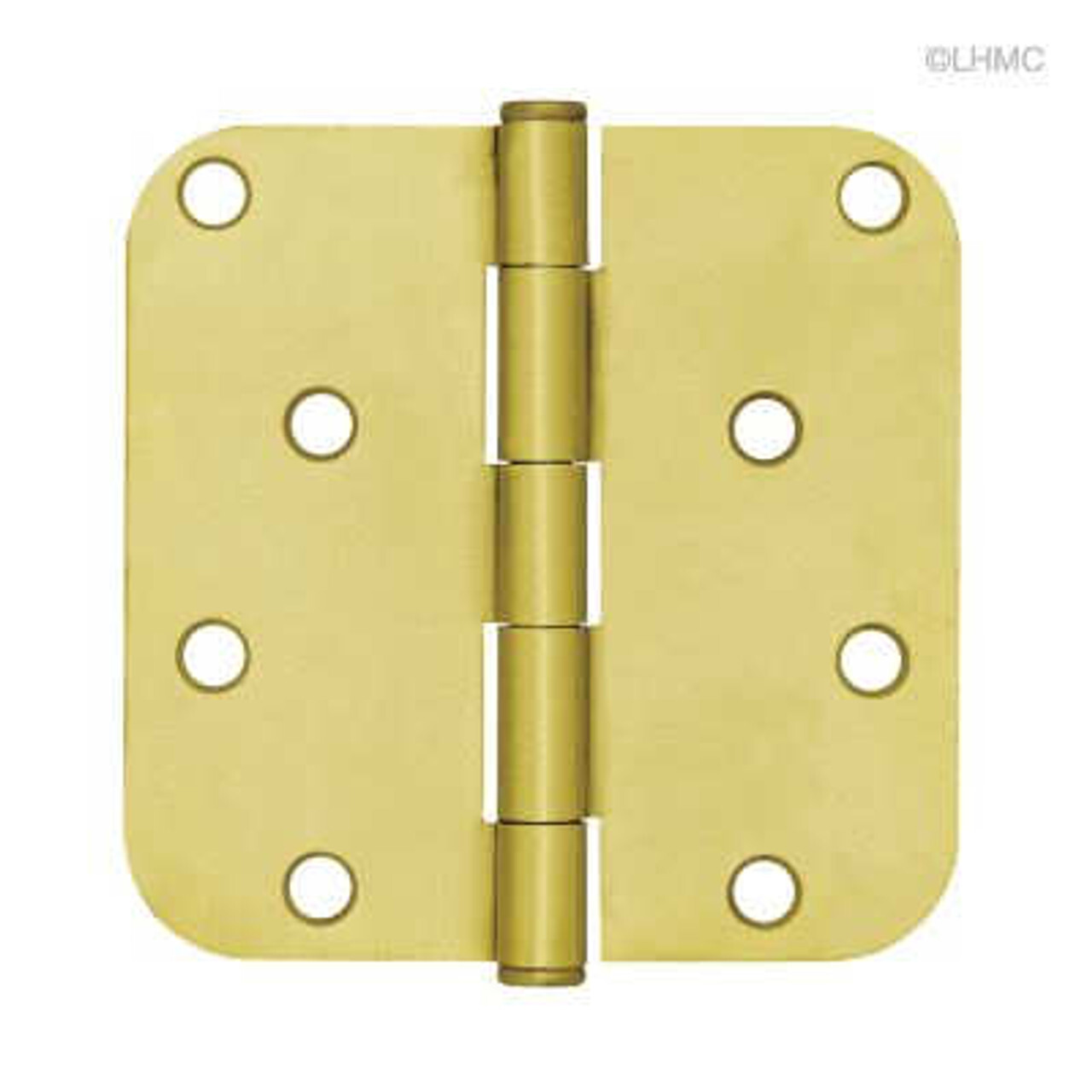 (5 Pack) Polished Brass Hinge - 4 inch 5/8 inch Radius - Round Corner ...
