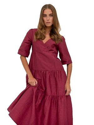 Weekend MAX MARA🌟 LINEN-COTTON Midi Dress Usa6_ It40_ De36_ Uk4_