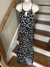 CANDIE'S Long Maxi Sun Dress Side Slits Halter Dress Floral Size M CHARITY ❤️258