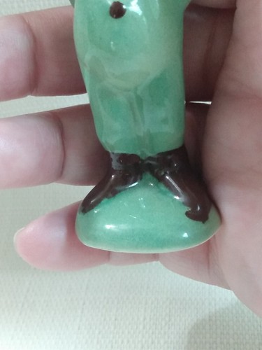 Vintage MCM Kitsch Pixie Elf Green Suit Figurine Ceramic 3.25" RARE - Picture 14 of 15