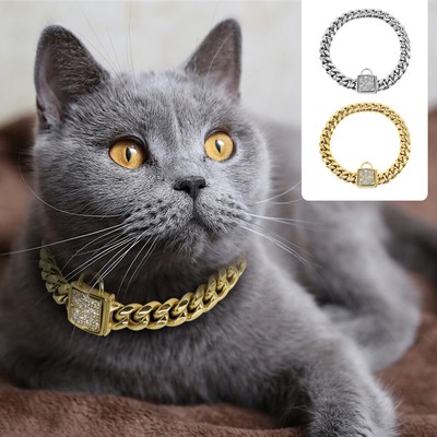 Luxury Pet Cat Gold Silver Chain Collar 