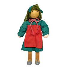 Judy 94 Wooden Doll 12" Girl Apron Dress Hinged Movable Legs