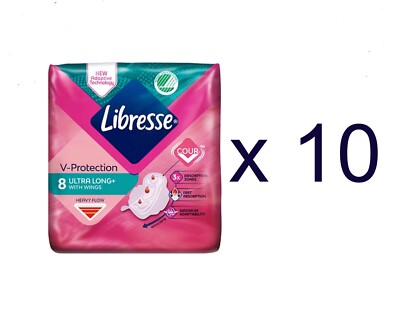 10pack LIBRESSE INVISIBLE SUPER Sanitary Pads, 8pcs