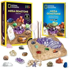 NATIONAL GEOGRAPHIC Mega Gemstone Dig Kit – Dig Up 15 Real Gems, STEM Science