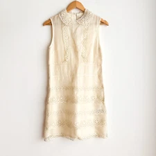 Valentino White Organza Eyelet Detail Sheer Sheath Dress S