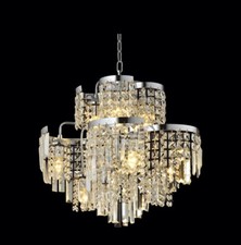 NEW Luxury 12 Lites Crystal Chandelier 20" Chrome Modern Tiered Light Fixture